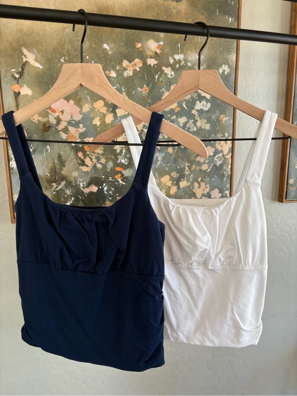 LOFT Navy & White Square-Neck Tank Tops — Set of 2